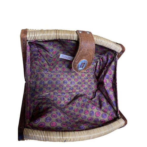 VINTAGE 1950's LINED WICKER RATTAN PURSE "Handmade in British Hong Kong" Label - Picture 5 of 7